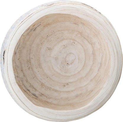 BOLTCORRSE Large Whitewashed Decorative Wood Bowl - Dramatically Textured Hand-Carved Paulownia Wooden Centerpiece - Rustic Farmhouse & Organic Modern Decor Accent