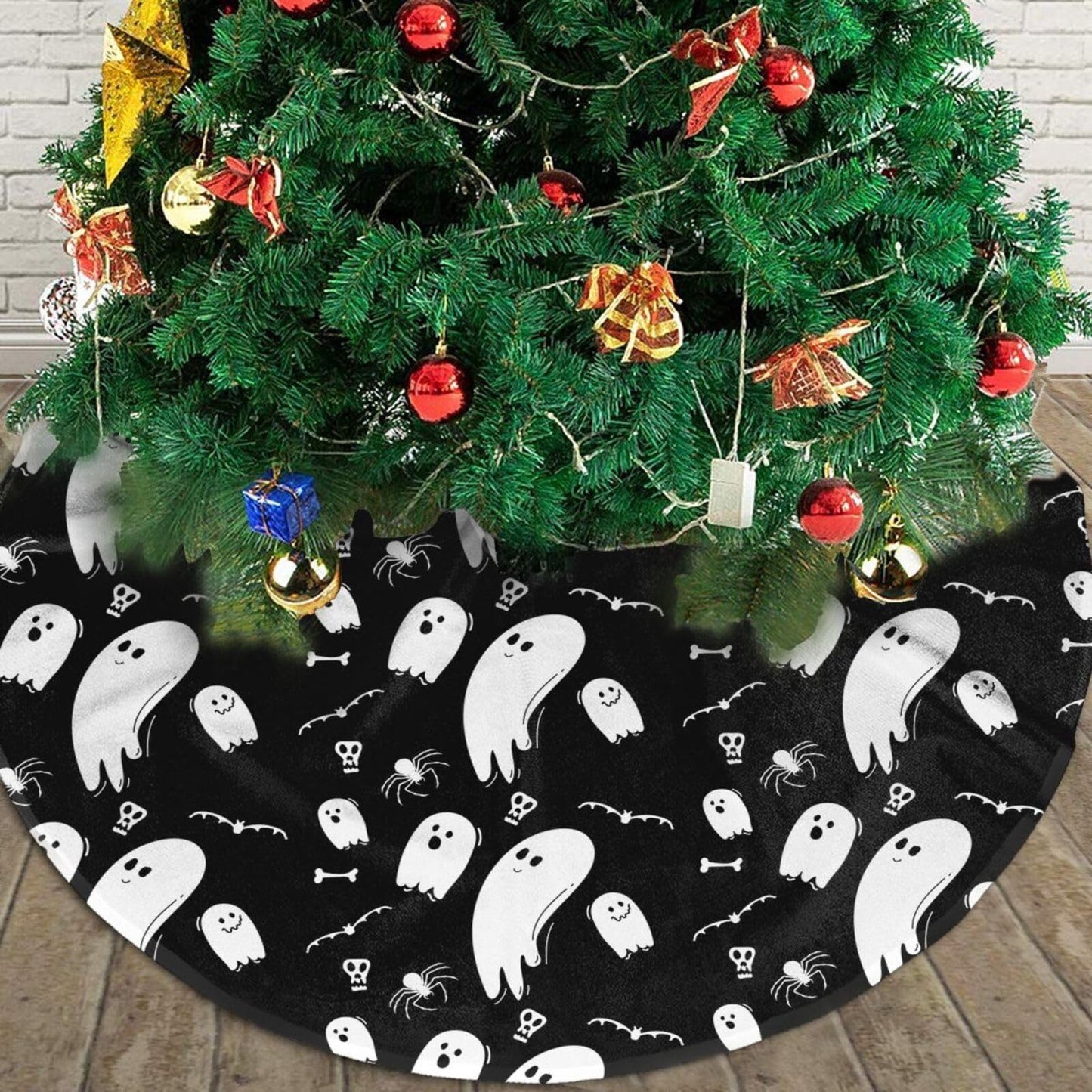 Halloween Ghost Christmas Tree Skirt 36 Inches Home Decoration New Year Holiday Party Xmas Ornaments Tree Mat