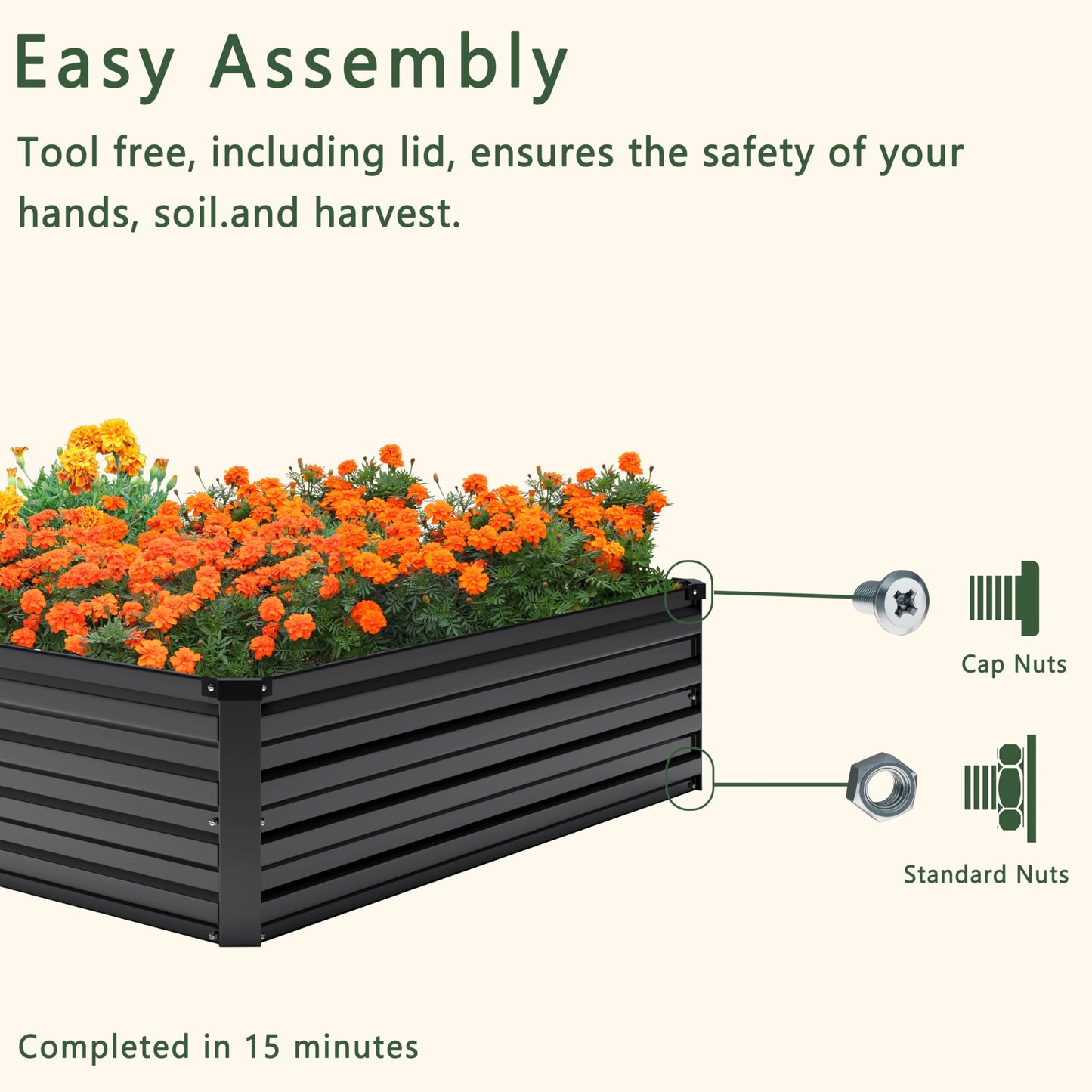 MGNO 2pcs 8x2x1FT Galvanized Raised Garden Bed-Outdoor Planter Box for Vegetables-Metal Garden Bed,Rectangle Planting Box for Herb,Flower,Black