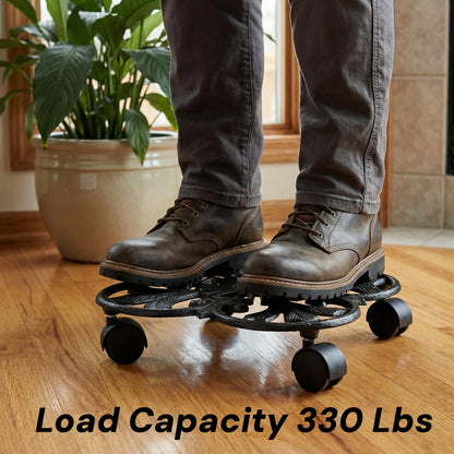 Goaste Cast Iron Plant Caddy, 11" Heavy Duty Plant Stand, Rustic Plant Trolley with 4 Rolling Wheels, Round Planter Holder for Outdoor Indoor, Large Plant Flower Pots, Load Capacity 330 Lbs (Black)
