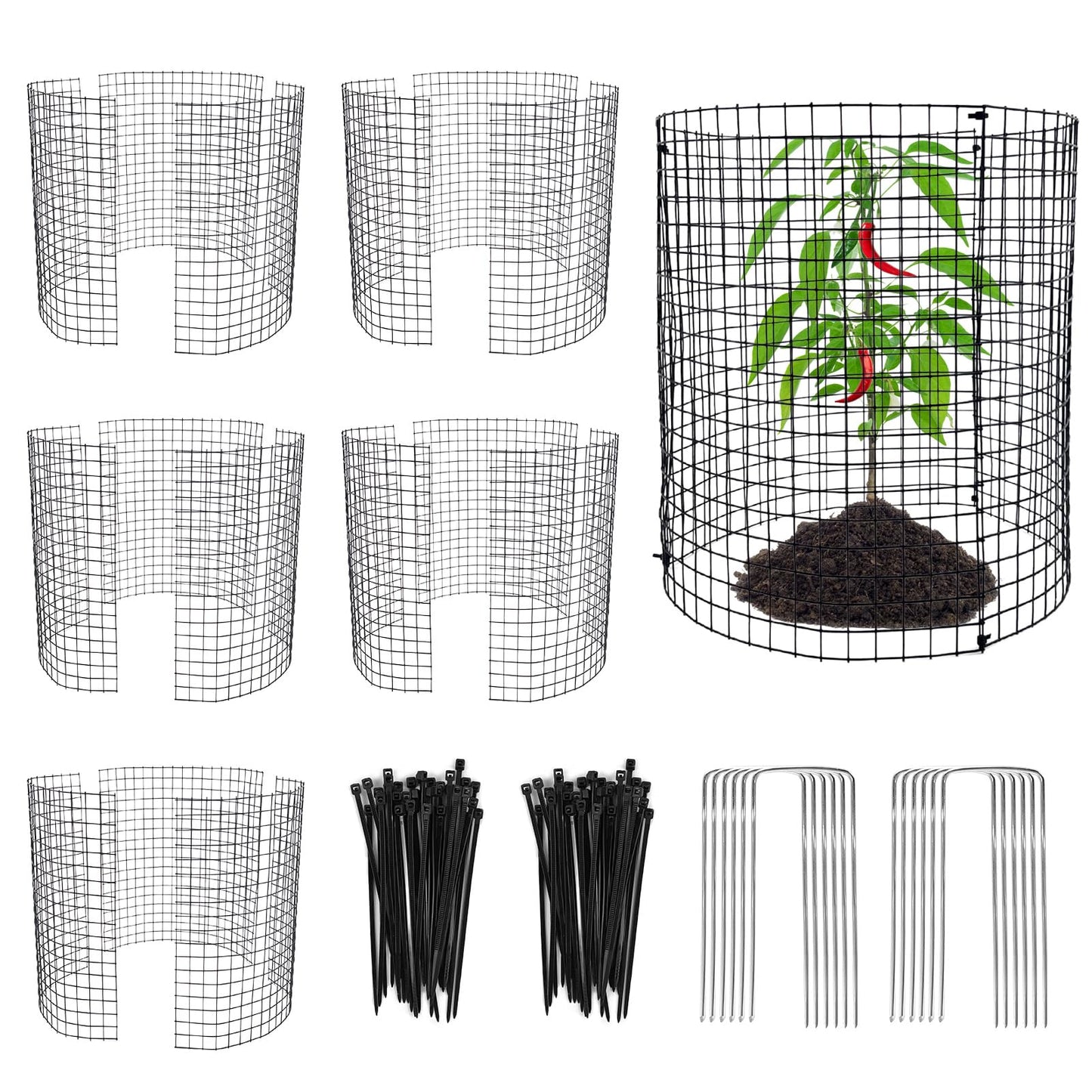 18 PCS Round Plant Protector from Animals, 6Pack 12'' x 12'' Metal Plant Cages，18Pcs Metal Mesh to Keep Animals Out, Garden Protection Bunny Barricades, Wire Plant Protectors for Rabbits Chicken Duck