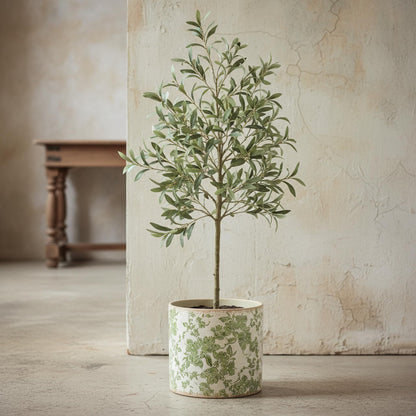 Xiaan Jiaju 7.7" Large Green Plant Pots, Flower Pots w/Drainage, French Country Farmhouse Pots for Plants, Tree Pot for Olive & Money Tree, Garden & Home Decor, Gifts for Women,Indoor/Outdoor Planter