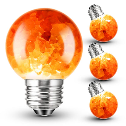 E26 Himalayan Salt Lamp Light Bulbs 3W, 2200K Warm Amber Night Light Bulbs 100lm, E26 G45 Pink Salt Rock Lamp Bulb for Bedroom Sleep, Stress Relief, Ambient Mood Lighting, Decor, Non-Dimmable, 4 Pack