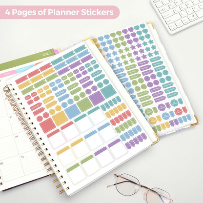 SKYDUE Teacher Planner 2026-2027 Academic Year, 8.5" x 11" Deluxe Teacher Lesson Planner with Monthly Tabs & Stickers, Lesson Plan Book 26-27, FloralA