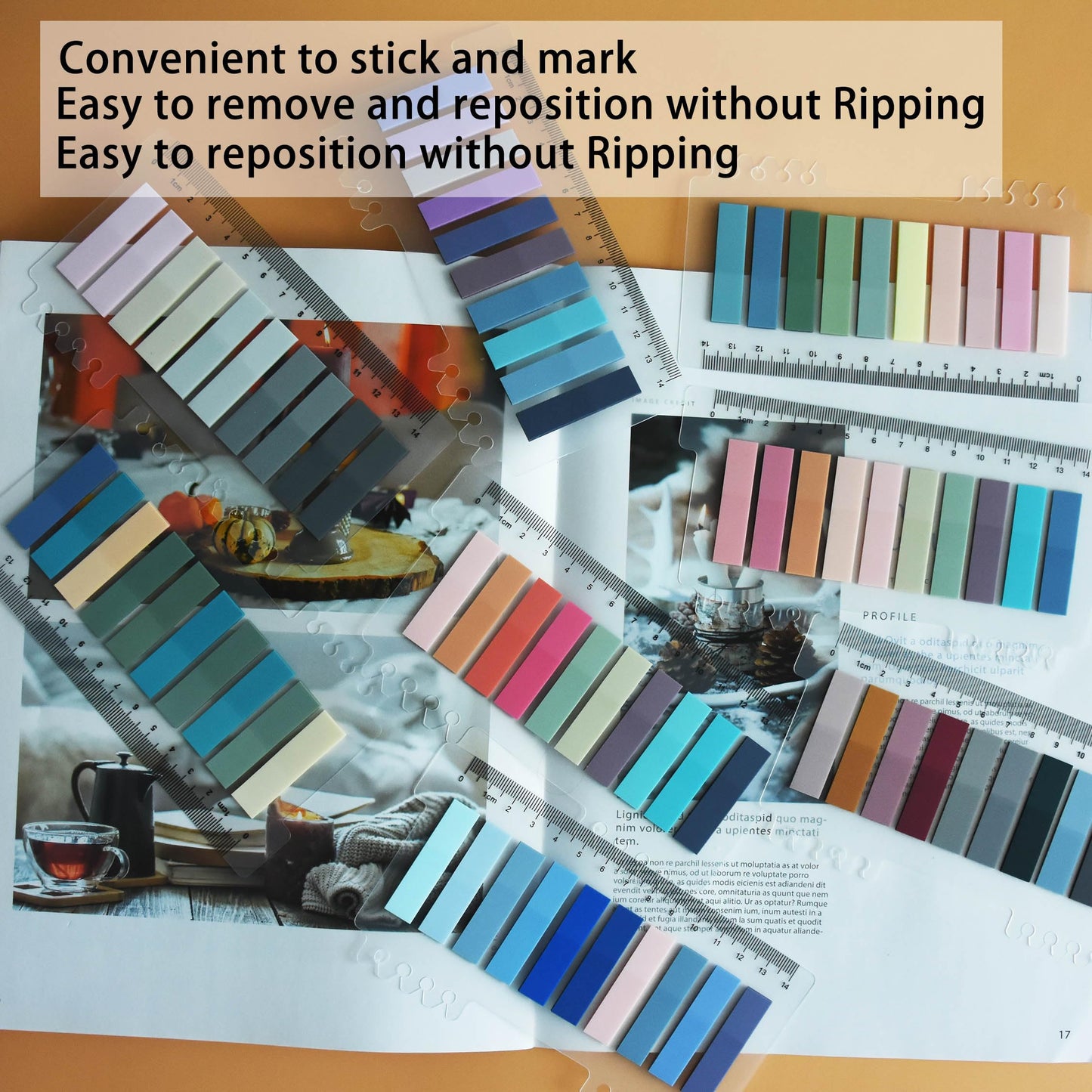 YOUDEFUL 1600pcs Translucent Page Markers,Morandi Sticky Note Tabs with Binders,Repositionable Book Flags Tabs Strip for Annotating Books,Clear Sticky Notes,Page Tabs,Index Tabs