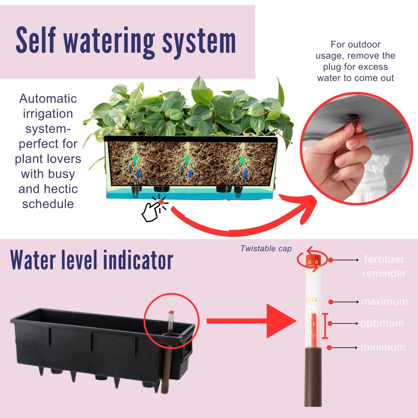 LaLaGreen Bundle- 4 Pack, 500g Coco Coir Chips + 4 Pack, 20 Inch Self Watering Plastic Pot with Bracket Hanging Balcony Plant Box Outdoor Planting Soil Compressed Fiber Husk Vegetable Seedling Garden