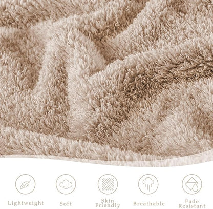 Exclusivo Mezcla Fleece Bed Blankets Queen Size, Ultra Soft, Lightweight and Fuzzy Camel Blanket for Women, Home Decor, 90x90 Inches
