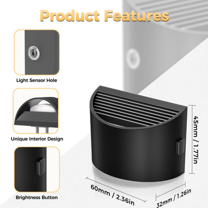 DORESshop LED Night Light[2 Pack], Night Lights Plug into Wall, 3 Level Brightness Adjustable Plug in Night Light, Dusk to Dawn Sensor, Nightlights for Adults, Bedroom, Bathroom, Hallway, 3000K