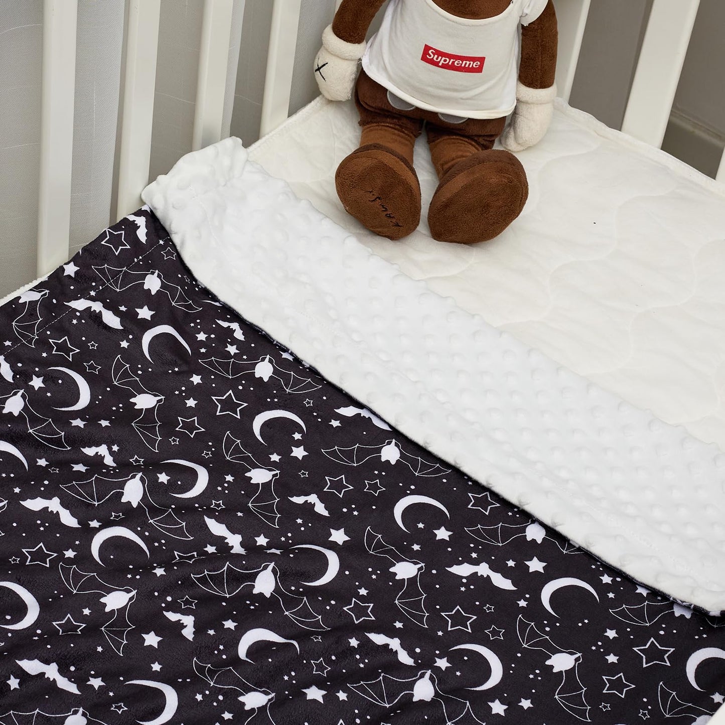 Baby Blanket for Boys Girls Super Soft Double Layer Minky with Dotted Backing Cute Cow Crib Receiving Blanket Bed Throws for Newborns Nursery Stroller Toddler 30 x 40 Inch (Halloween Bat)