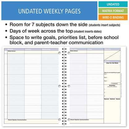 Elan Publishing Company Student Academic Planner 8 1/2 x 11" Weekly View (AOTAP-Undated)