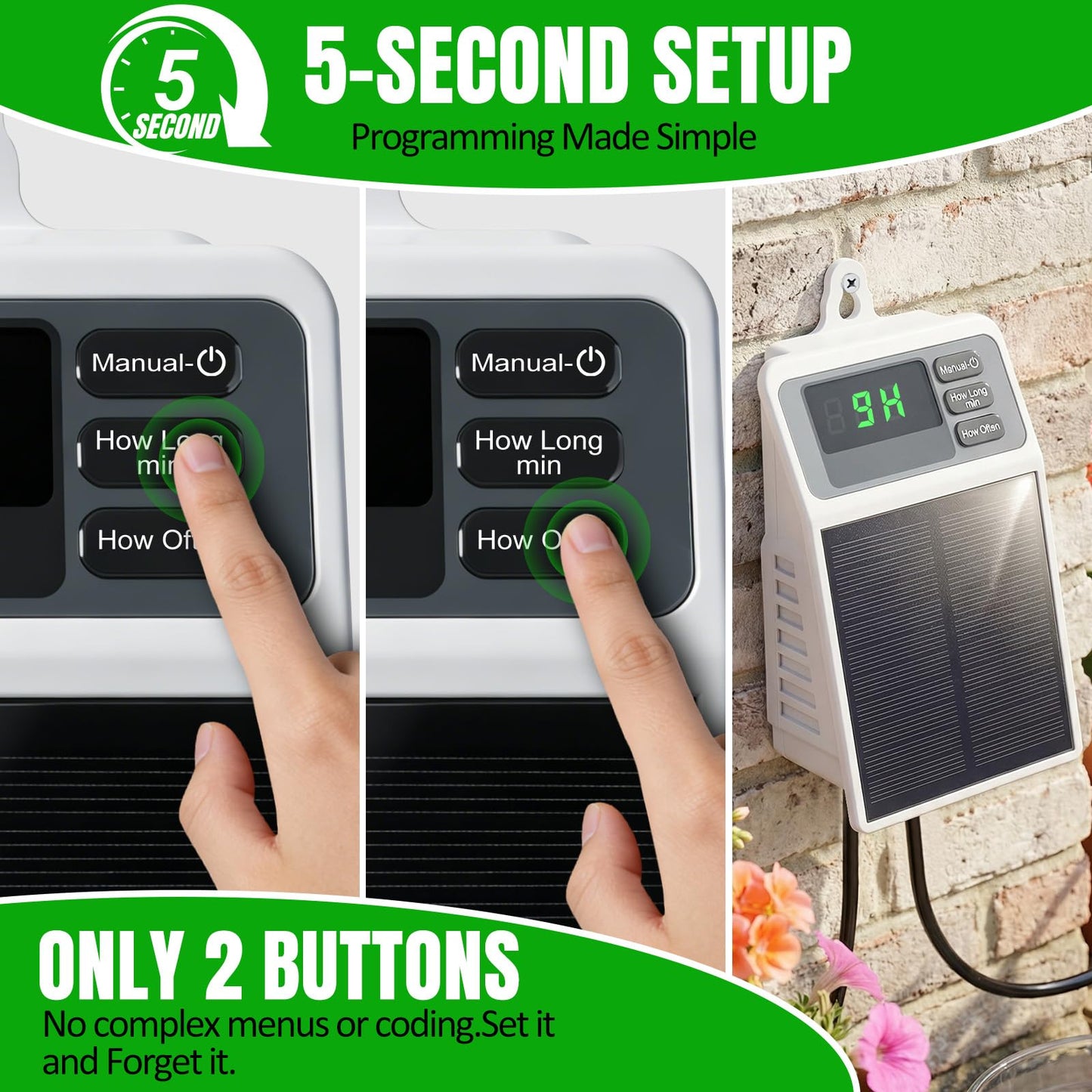 Solar Automatic Drip Irrigation System, Auto Self Watering Kit, Solar Powered Watering Device with Timer for Pots Plants, Indoor/Outdoor Irrigation System for Garden, Balcony & Patio Watering System