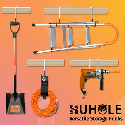 HUHOLE 4 Pack Rafter Hooks for Garage Storage – Heavy Duty Vinyl Coated Large S Hooks (50lb Capacity) – No-Drill Utility Hangers for Hanging Bikes, Ladders, Plants & Hoses on Wood Joists & Beams