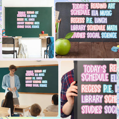 AmazingSpark 12 Pcs Class Subjects Magnets Pastel Classroom Daily Schedule Magnets Reusable Today's Schedules Labels Dry Erase Label for Whiteboard Bulletin Board Decor School Elementary Organization