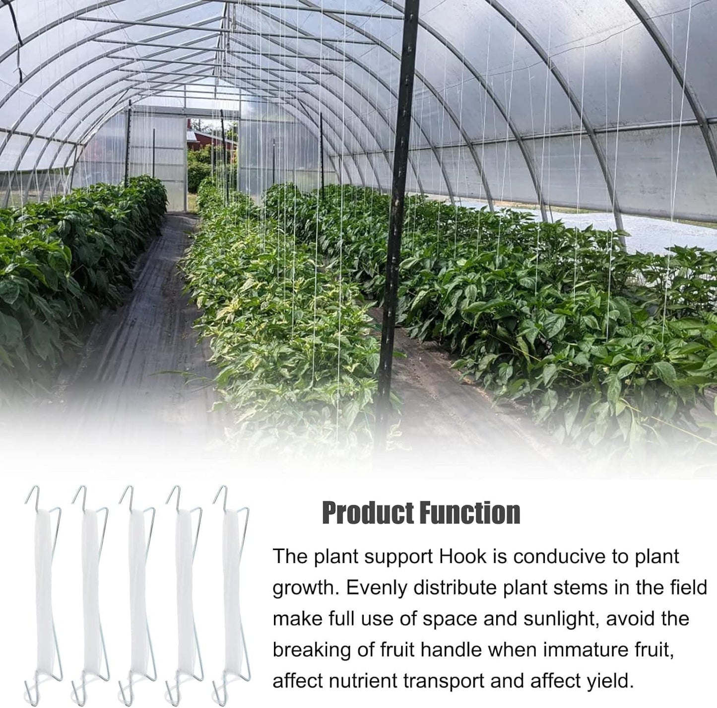 Bandelt 20pcs Tomato Support Hooks with 100pcs Tomato Clips, Tomato Climbing Hooks with 39ft Twine to Prevent Tomatoes from Pinching or Falling Off for Plant Vegetable Plant Fruit Flower