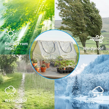 GreenGiggle Portable Mini Greenhouse, 47"x24"x24" Greenhouses for Outdoors with PVC Cover and Dual Zipper Doors,Green House Cover for Raised Garden Bed,Garden Bed Cover for Plants Outdoor