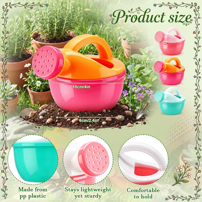 Sieral 20 Pcs Mini Plastic Watering Cans Bulk 3.5 Inch Small Portable Watering Pot Can for Garden, Indoor Outdoor Plants, Flower, Succulents, House Plants, Beach Sand and Water Play Yellow, Pink, Blue