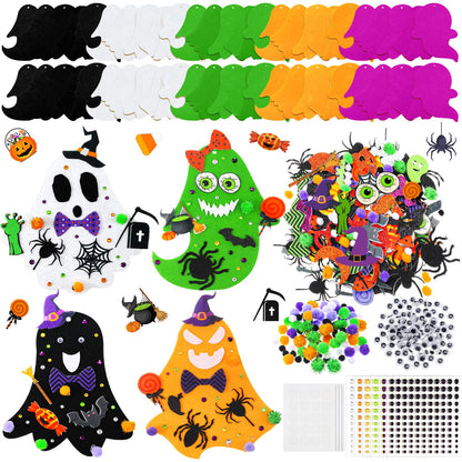 Moucuny 36 Sets Halloween Felt DIY Ghost Themed Craft Kit Ghost Hanging Ornament Halloween Party Favor Decoration for Indoors Outdoors Activities Supplies