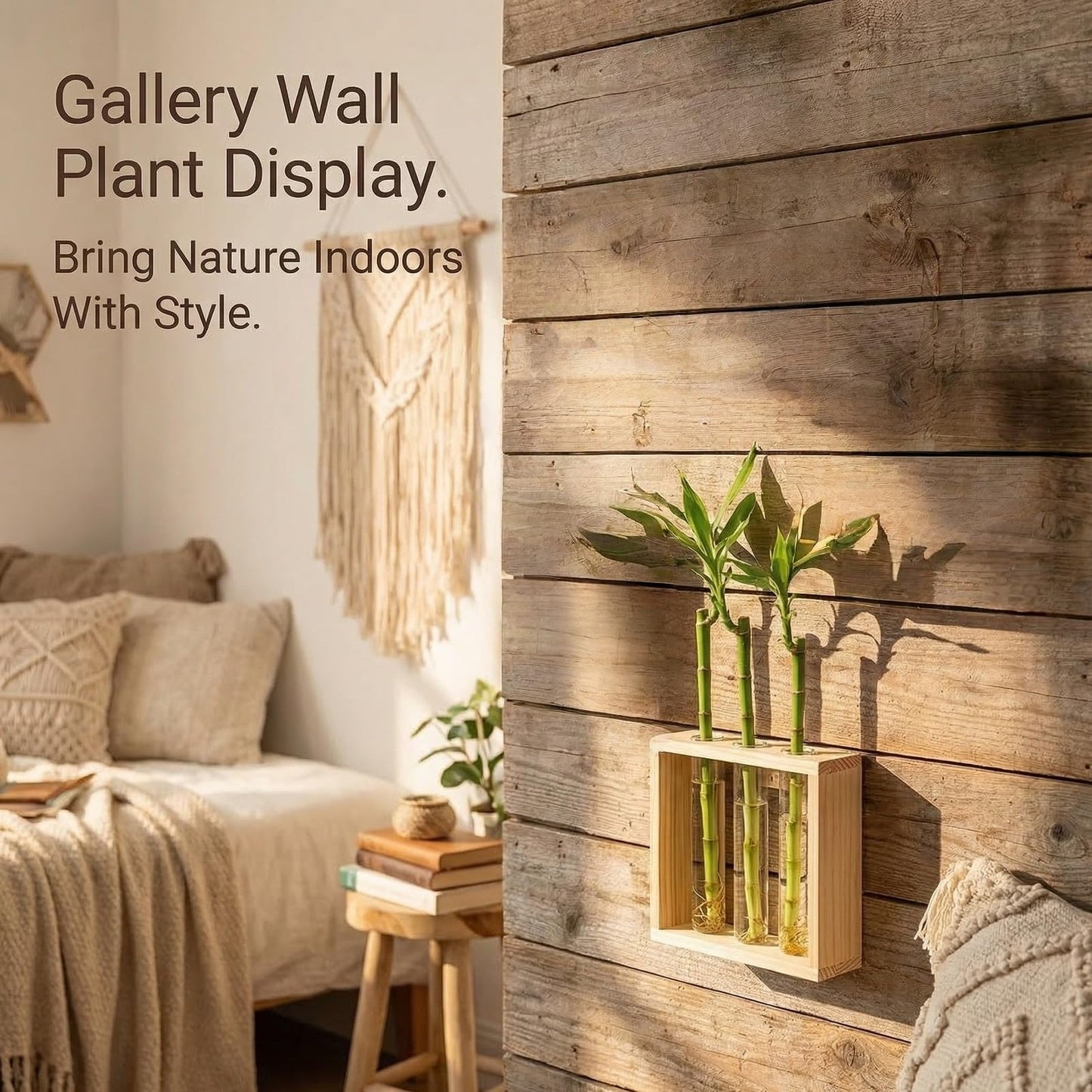 3-Tube Plant Propagation Station, Wall-Mounted Terrarium with Propagation Tubes – Ideal for Indoor Plant Propagation in Living Rooms, Bedrooms & Offices (Uses Test Tubes for Plants)