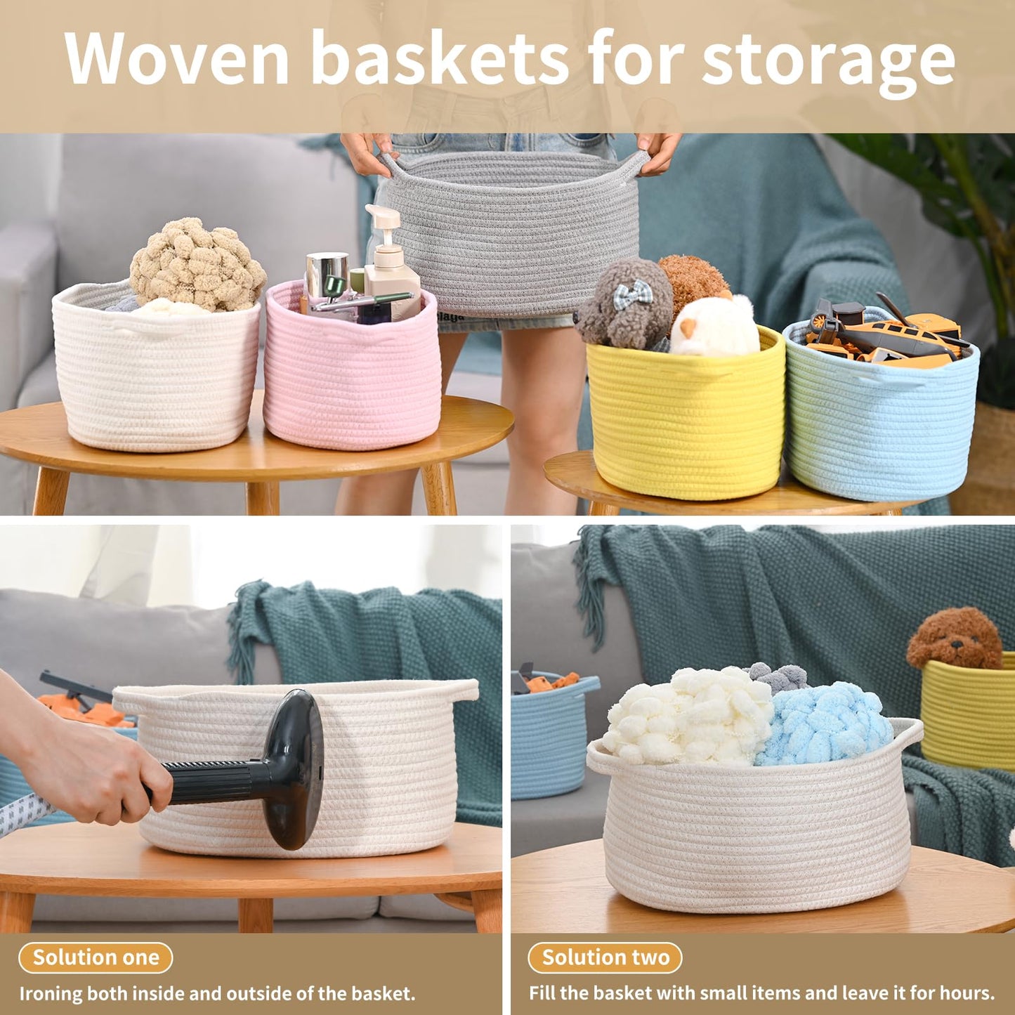 Happyiren Cute Woven Gift Basket with Handle, Baskets for Gifts Empty, Present Containers for Mother's Day Baby Shower Raffle Burr, Decorative Organizer Box for Storage Baby Toy, 13"D x 8"W x 6"H