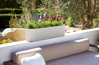 Veradek Demi Series Window Box Planter - Long Planter Box for Windowsill/Balcony | Durable Plastic-Stone Composite Material | Modern Décor for Flowers/Herbs
