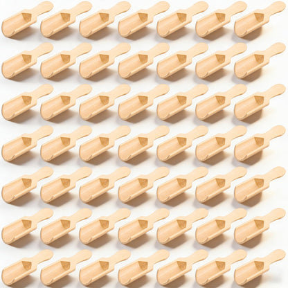 100 Pack Mini Wooden Spoons for Jars, Small Bath-Salt Scoops Mini Scooper Wooden Candy Spoon Washing Powder for Sugar Scrubs, Bath-Salts, Cooking