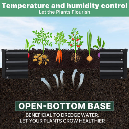 SONFILY 12×4×1ft Galvanized Metal Raised Garden Bed, Metal Planter Kit Box Outdoor for Deep-Rooted Vegetables, Flowers, Green and Herbs