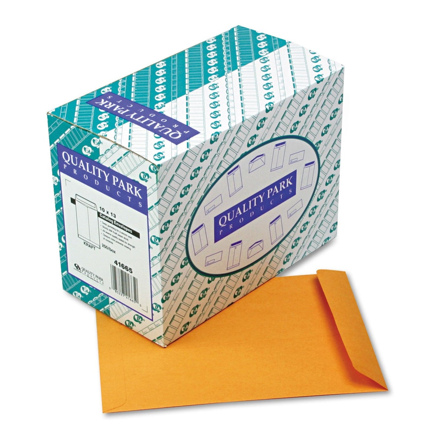 Quality Park Heavyweight Catalog Envelopes, Gummed, Brown Kraft, 10 x 13, 250 per Box, (41665)