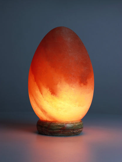 Deluxe Comfort Himalayan Rock Salt Egg Lamp, 9 Inches Tall - Soft Calm Light - Table Lamp, Natural Dark Orange Hue