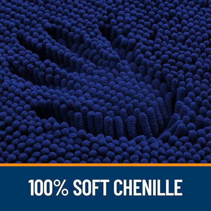 OLANLY Bathroom Rugs 30x18, Extra Soft Absorbent Chenille Bath Rugs, Rubber Backing Quick Dry, Machine Washable Bath Mats for Bathroom Floor, Tub and Shower, Home Decor Accessories, Navy