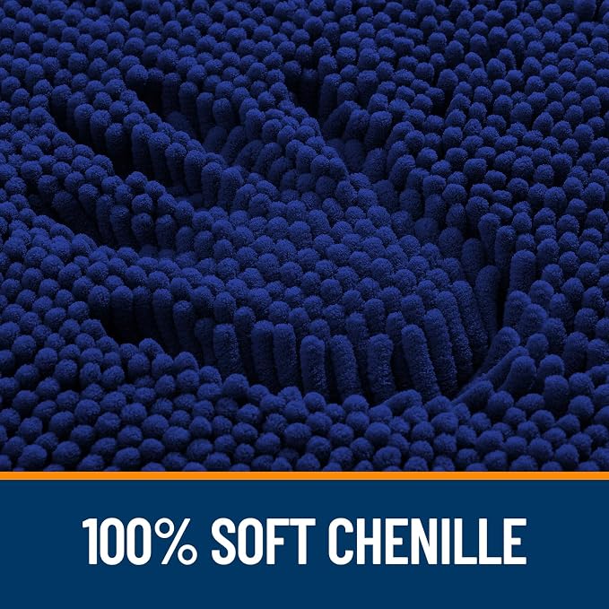 OLANLY Bathroom Runner Rugs 70x24, Extra Soft Absorbent Chenille Bath Rugs, Rubber Backing Quick Dry, Machine Washable Long Bath Mats for Bathroom Floor, Tub and Shower, Home Decor Accessories, Navy