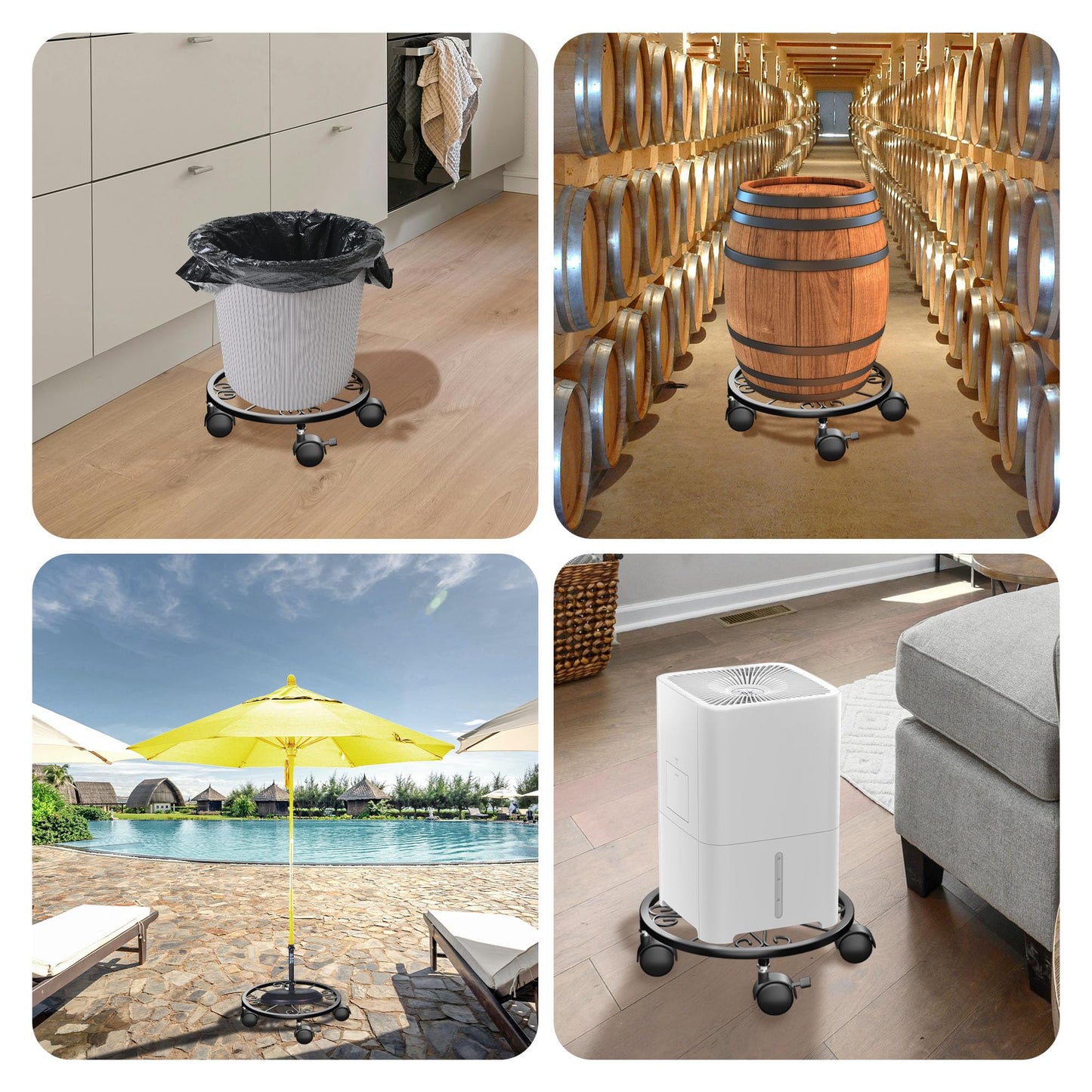 Chinpakden Plant Caddy with Wheels - 10.24" Plant Stand with Wheels, 360° Lockable Plant Rollers Plant Dolly, Plant Tray with Casters for Indoor and Outdoor.