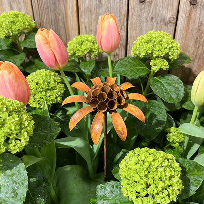 WHBIMGOOO Metal Flowers for Outside, Decorative Garden Stakes, Flower Bed Decorations Outdoor, Metal Garden Flowers Sculpture for Lawn Porch Pathway Patio