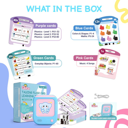 QuTZ Talking Flash Cards, Phonics Flash Cards, Learn to Read with 166 Pages, 29+ Themes, 800+ Words & Fun Facts, 700+ Interactive Games, Toddler Learning Toys for 3-6 Year Old