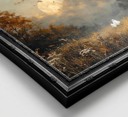 KYSNGMT Vintage Halloween Ghost Wall Art Moody Autumn Landscape Painting