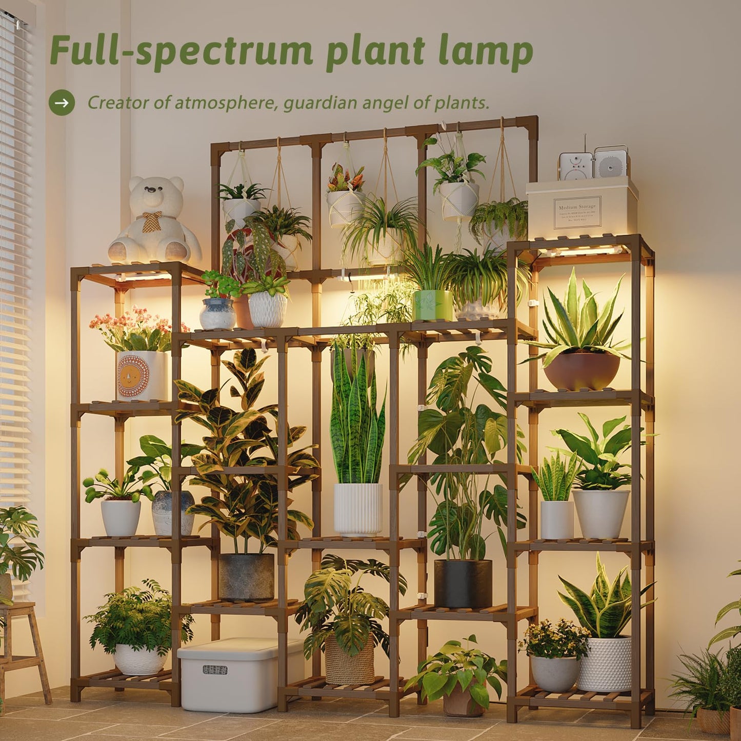 GENTINGBRO Plant Stand Indoor with Grow Light 14 tiers Large Plant Shelf for Indoor Plants Display Heavy Duty Plant Rack for Living Room Patio Decor
