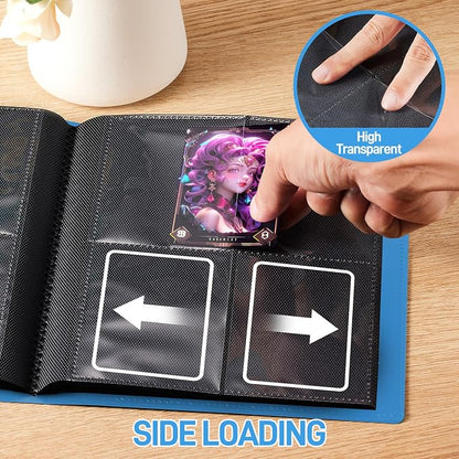 Card Binder, Upgraded 4 Pockets Trading Card Binder for Cards, Mini Collection Card Album, 160 Pockets Small Card Book Holder - Blue