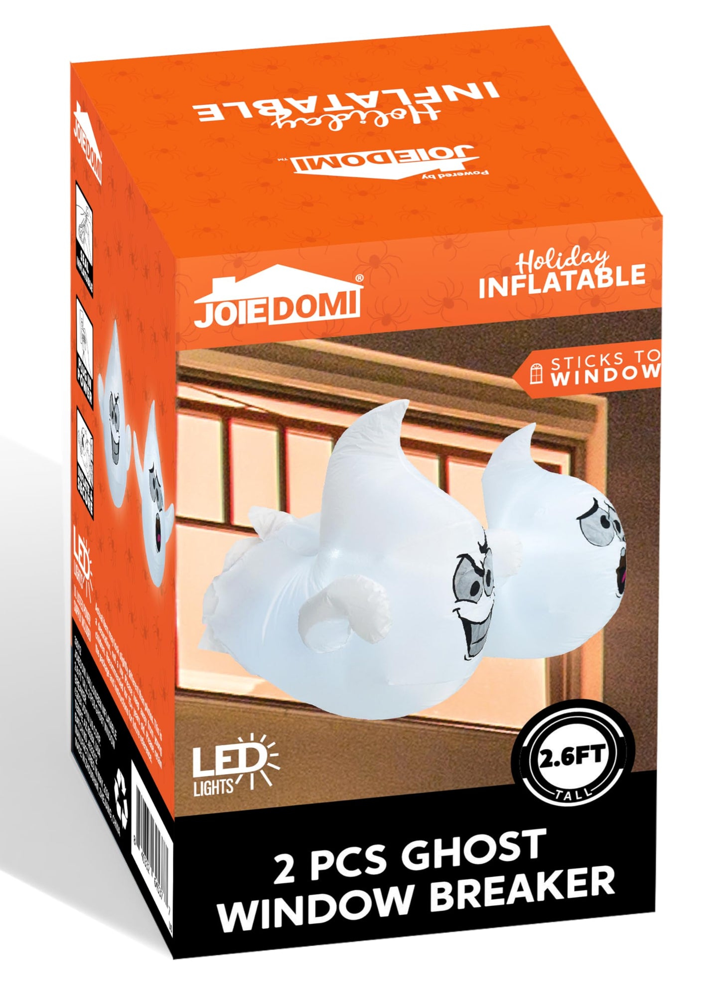 Joiedomi 2 Pcs Halloween Inflatables Outdoor Decorations, Halloween Blow Ups Ghost with Built-in LEDs, Cute Window Inflatable Ghost for Window Decorations