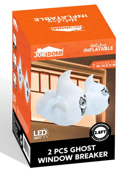 Joiedomi 2 Pcs Halloween Inflatables Outdoor Decorations, Halloween Blow Ups Ghost with Built-in LEDs, Cute Window Inflatable Ghost for Window Decorations
