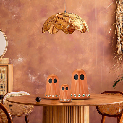 Tellingyou 3 Pcs Day of The Dead Resin Mexican Ghost Figurines Dia De Los Muertos Ghost Statue Terracotta Floral Tiered Tray Decor Table Centerpiece Halloween Home Desk Shelf Mantel Decoration Gifts