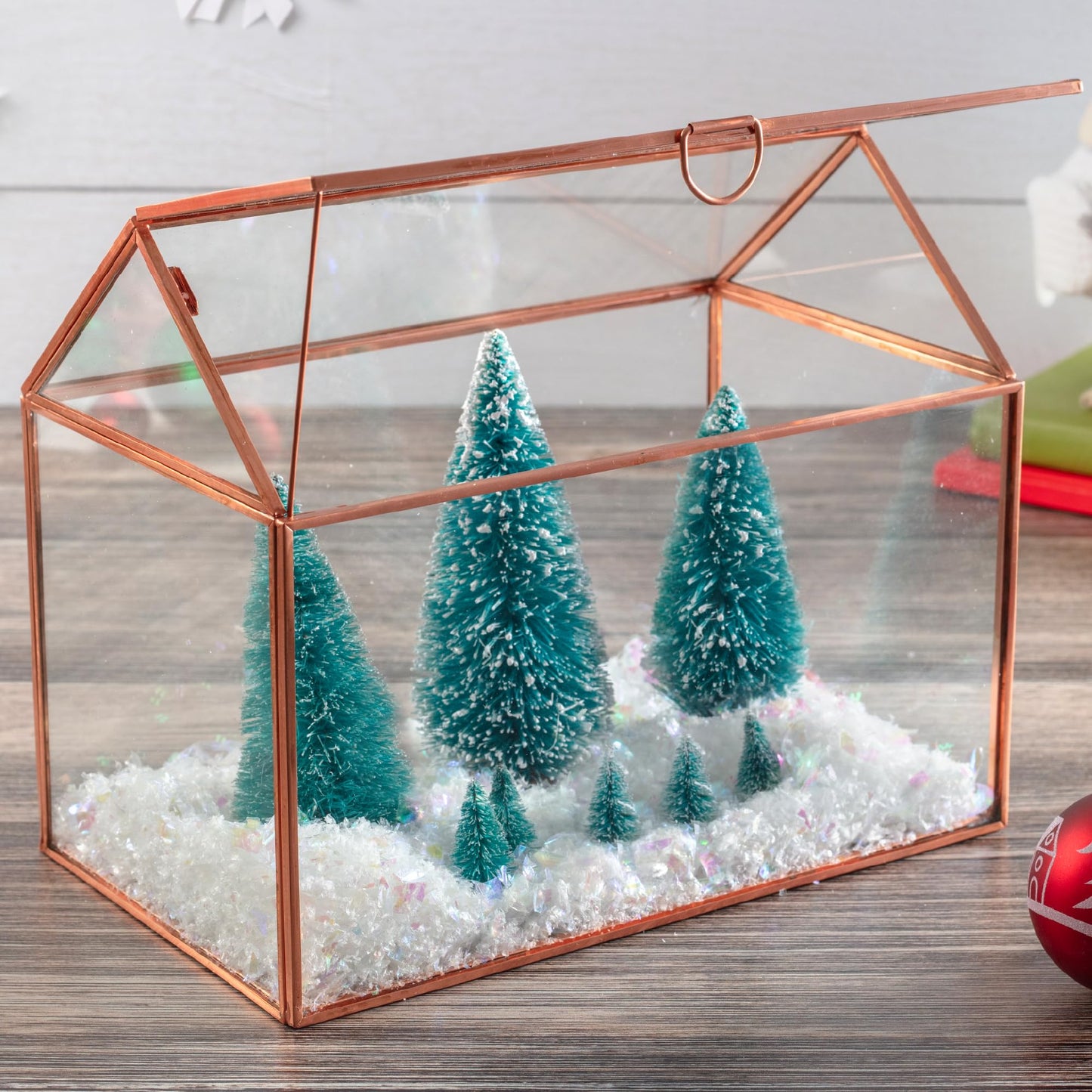 D'Eco Glass House Centerpiece (10x6x8)- Tabletop Planter Terrarium- Spring Home Decor & Wedding Letterbox - Fill with Succulents, Cacti, Air Plants, Moss, Flowers for Plant Lovers