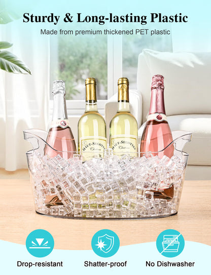 HOYTST 7L Ice Buckets for Parties, 2-Pack Clear Acrylic Champagne Bucket, Large Beverage Tub with Scoop, Portable Cooler Barrel for Cocktail, Beer, Wine Drinks, Mimosa Bar Supplies