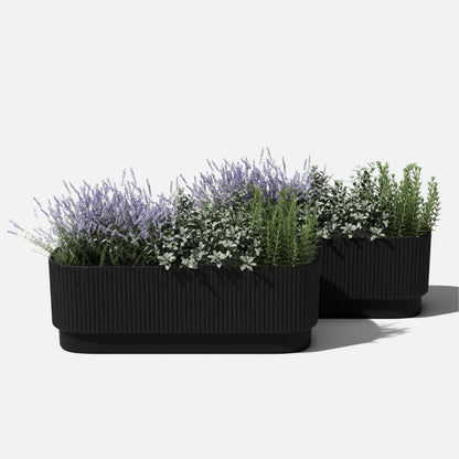 Veradek Demi Series Long Planter for Porch, Patio, Backyard | Durable Plastic-Stone Composite Material | Modern Décor for Shrubs, Flowers