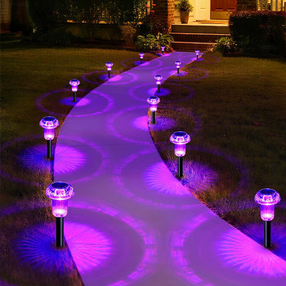 Priddop Solar Halloween Lights Outdoor 8 Pack Waterproof Purple LED