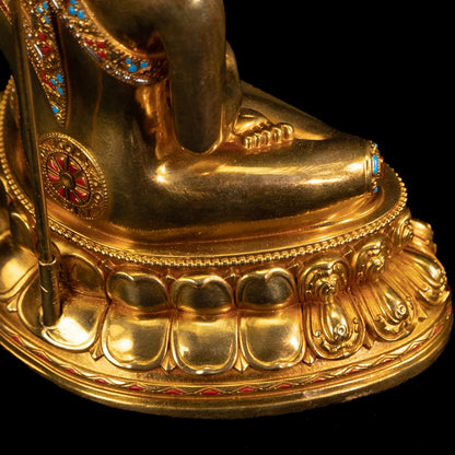 AksharaPadma Tempa Buddha Statue Indoor for Zen Decor,Handcrafted Gold-Plated Buddha Statue for Home Decor – Nepalese Art, Tibetan Buddhism Style, 4.72" (Amitabha)