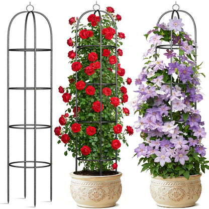 CL FUN Metal Trellis for Climbing Plants Outdoor, 2026 Upgrade 100% Metal with Powder Coating, Rose, Flowers, Grape, Pea, Cucumber Tomato Cage - 6.3 FT Freestanding Plant Support