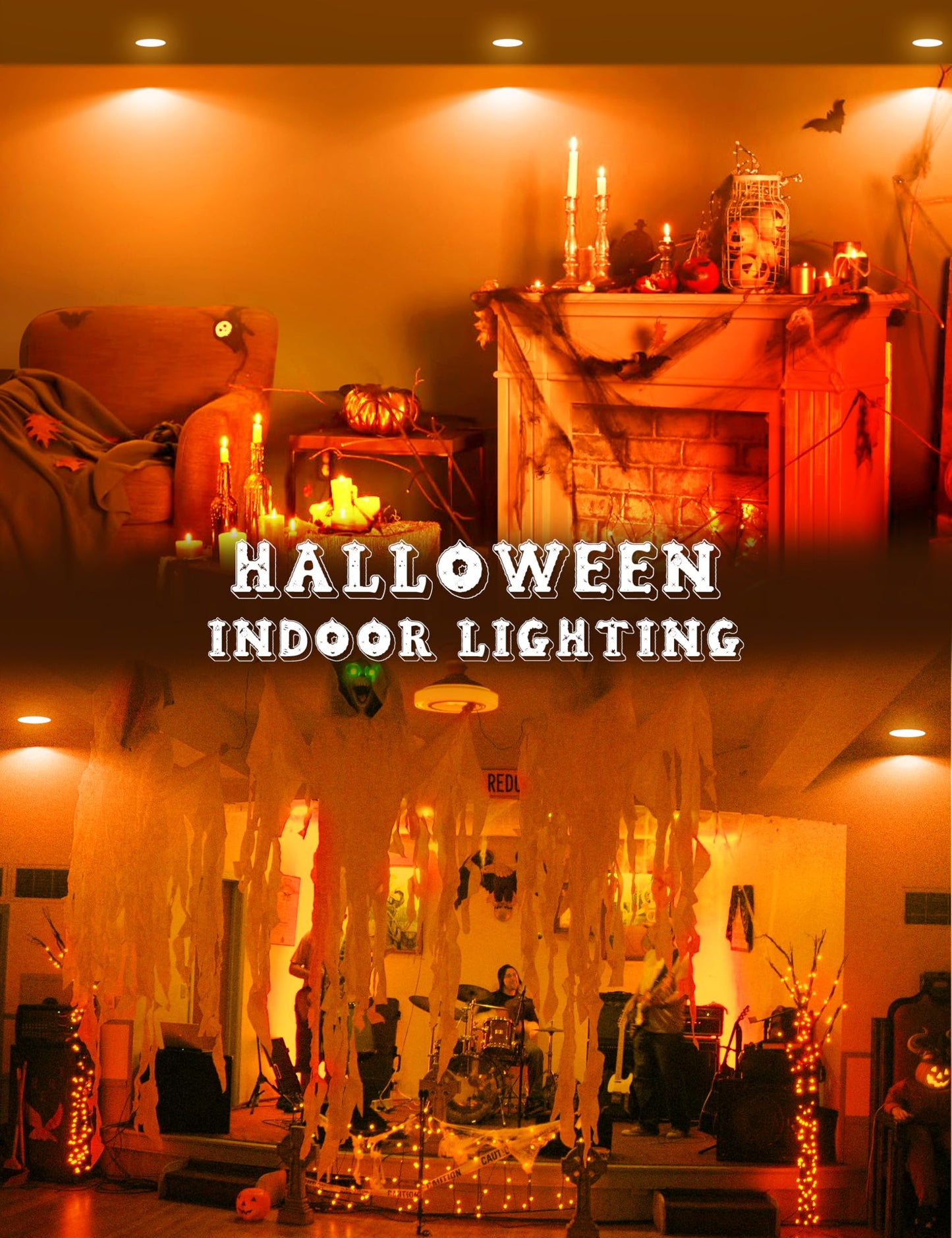 JandCase BR30 Halloween Light Bulbs, E26 Base Halloween Orange Indoor Flood Light Bulbs,Orange Flood Light Bulbs for Halloween Decoration,11W(65W Equivalent),Not-Dimmable, 2 Pack