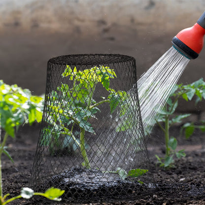 Geosar 20 Pcs 9 Inch Chicken Wire Cloche Plant Protector Cover Metal Garden Cloche Netting Protection Cages Vegetables Flowers with Garden Stakes Avoiding Chicken Rabbit Squirrels Birds (Black)