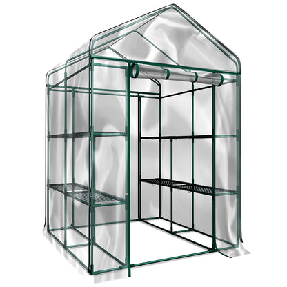 Greenhouse - Walk in Greenhouse with 8 Sturdy Shelves and PVC Cover for Indoor or Outdoor Use - 56 x 56 x 76-Inch Green House by Pure Garden