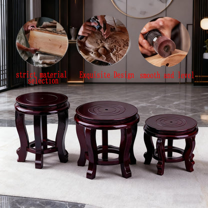 Karida 10 Inch Wooden Planter Stand, Indoor Outdoor Oriental Vase Holder, Chinese Style Display Stand for Vase, Fishbowl, Plant Pots, Home Decoration - Sturdy 5-Leg Design, Elegant Brown Wood Craft