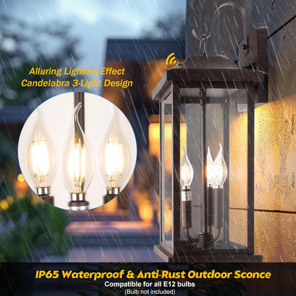Roravilila Outdoor Light Fixture, 3-Light Dusk to Dawn, Vintage Bronze, Metal, 1-Pack, Model 91080fd7-4102-4181-a13c-
